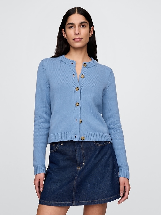 Image number 1 showing, 100% Cotton Crewneck Cardigan