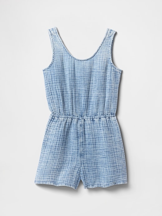 Image number 2 showing, Kids Crinkle Gauze Denim Romper