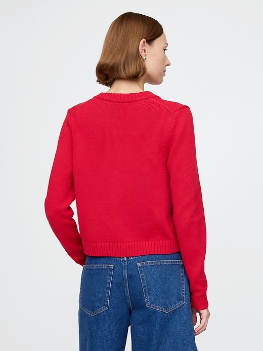 Image number 3 showing, 100% Cotton Crewneck Cardigan