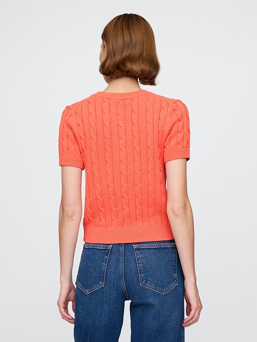 Image number 3 showing, 100% Cotton Cropped Cable-Knit Sweater