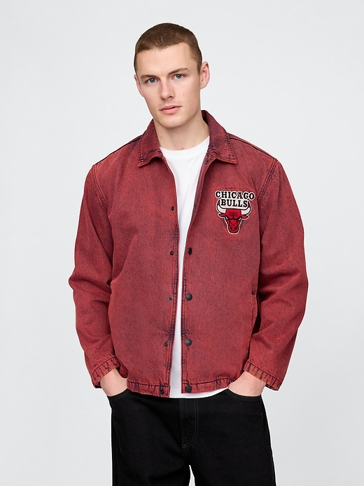 Image number 1 showing, NBA Chicago Bulls  Logo Denim Coaches Jacket