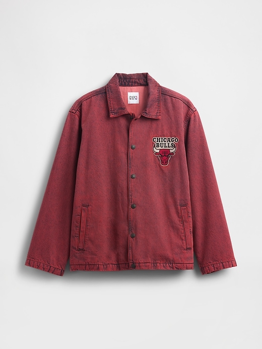 Image number 5 showing, NBA Chicago Bulls  Logo Denim Coaches Jacket