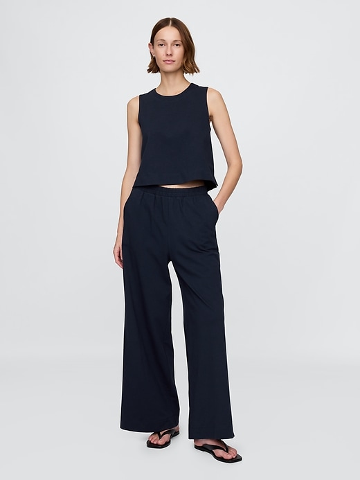 Image number 1 showing, Organic Cotton Heavyweight Cropped Wide-Leg Pants