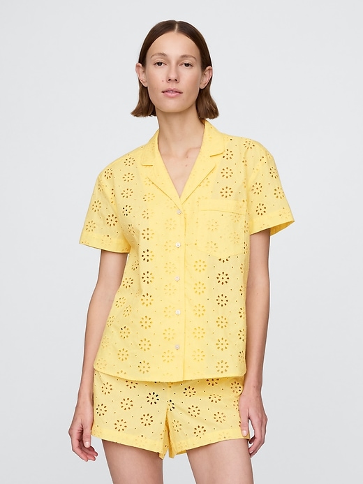 Image number 1 showing, Eyelet Poplin PJ Shirt