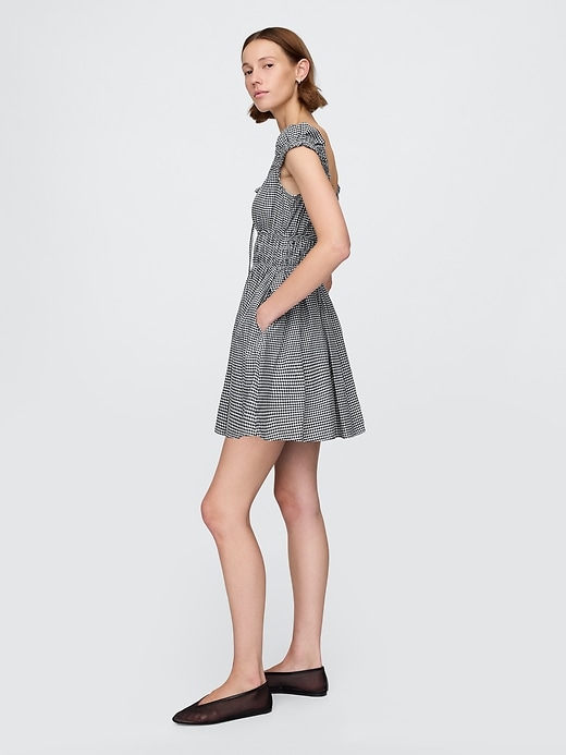 Image number 3 showing, Tie-Front Smocked Waist Mini Dress