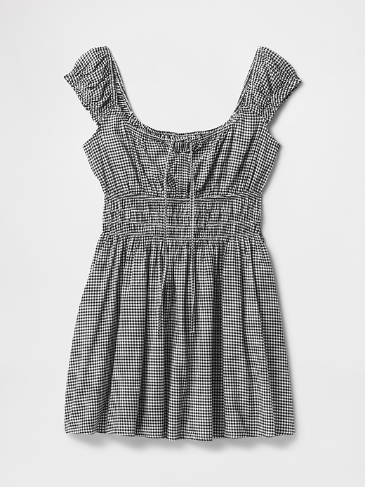 Image number 7 showing, Tie-Front Smocked Waist Mini Dress