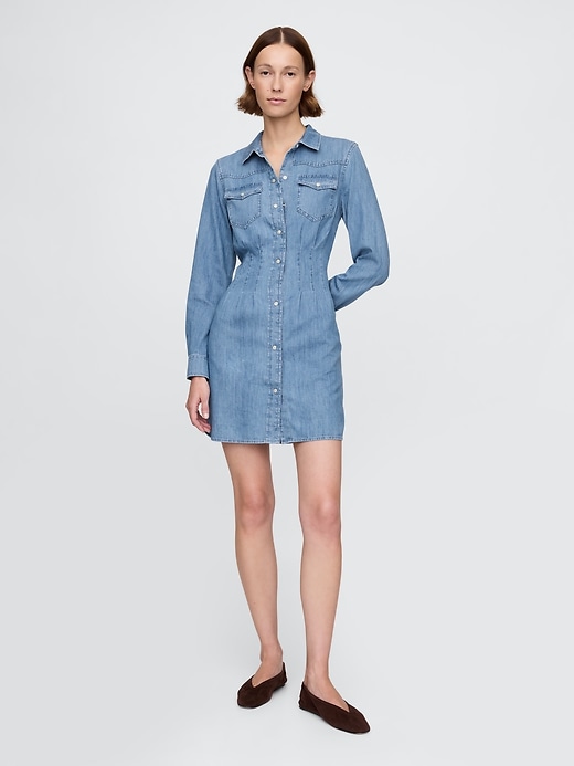 Image number 1 showing, Western Denim Mini Shirtdress