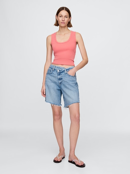 Image number 1 showing, 8" Mid Rise '90s Loose Denim Bermuda Shorts