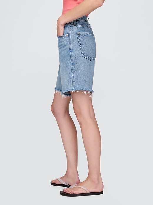 Image number 3 showing, 8" Mid Rise '90s Loose Denim Bermuda Shorts