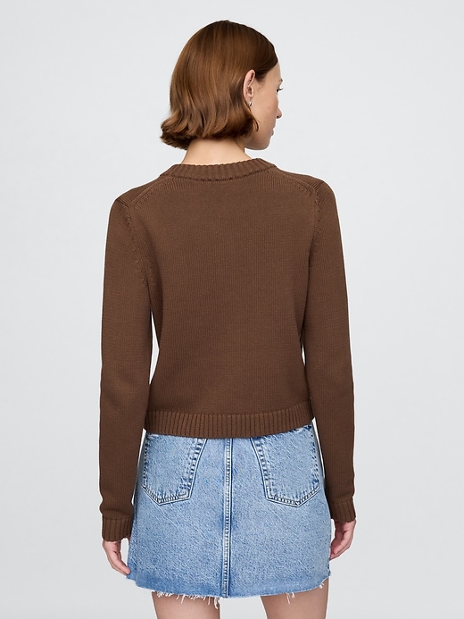 Image number 3 showing, 100% Cotton Crewneck Cardigan