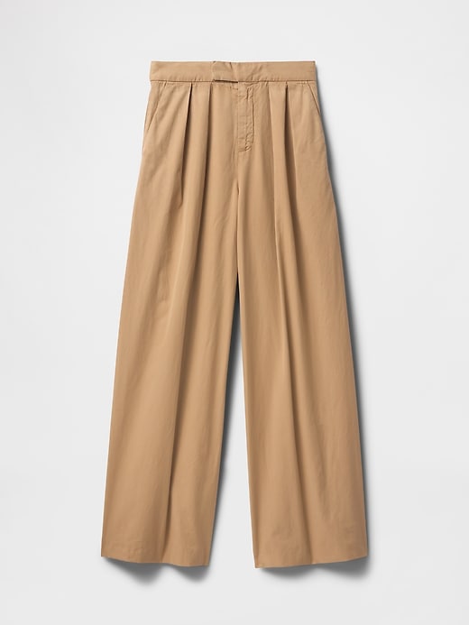 Image number 7 showing, High Rise Twill Pleated Wide-Leg Khakis