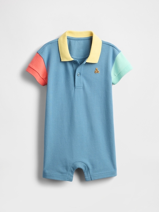 Image number 1 showing, Baby Pique Polo Shorty One-Piece