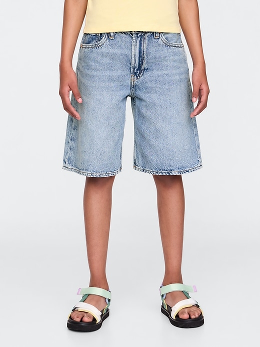 Image number 3 showing, Kids Mid Rise Longline Denim Shorts