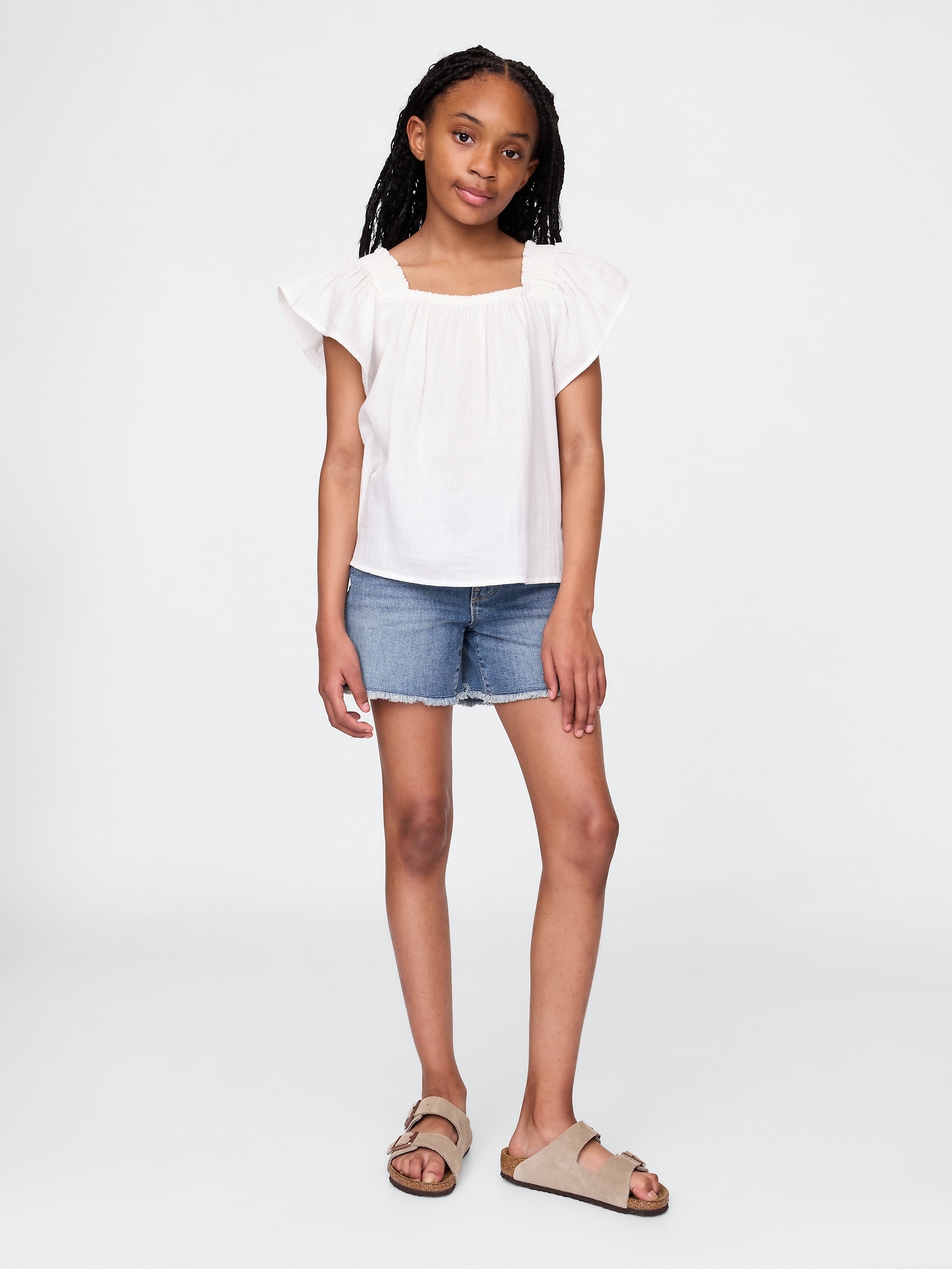 Kids Denim Midi Shorts