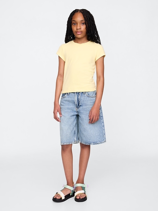 Image number 1 showing, Kids Mid Rise Longline Denim Shorts