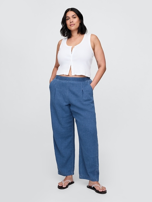 Image number 6 showing, Crinkle Gauze Denim Easy Barrel Pants