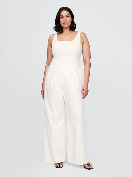 Image number 5 showing, Linen-Blend Seamed Jumpsuit