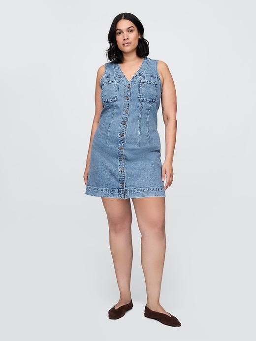 Image number 5 showing, V-Neck Denim Mini Dress