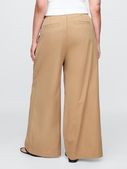 Image number 7 showing, High Rise Twill Pleated Wide-Leg Khakis