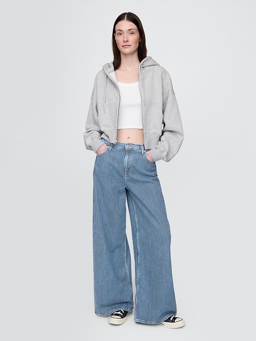 Image number 1 showing, Mid Rise UltraSoft Denim Stripe Baggy Jeans