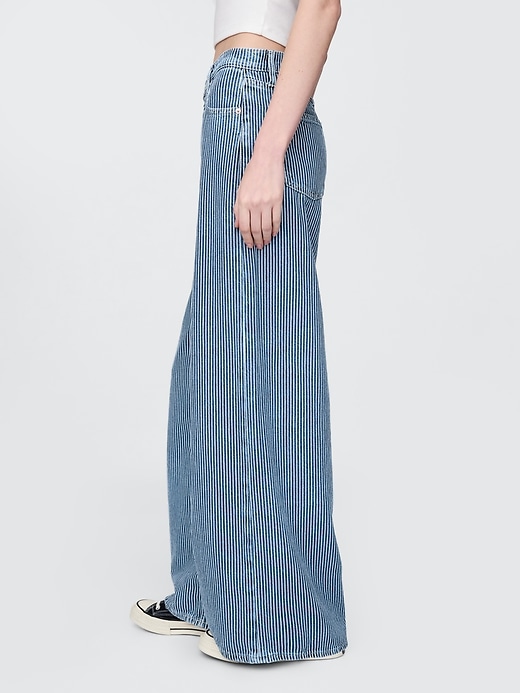 Image number 3 showing, Mid Rise UltraSoft Denim Stripe Baggy Jeans