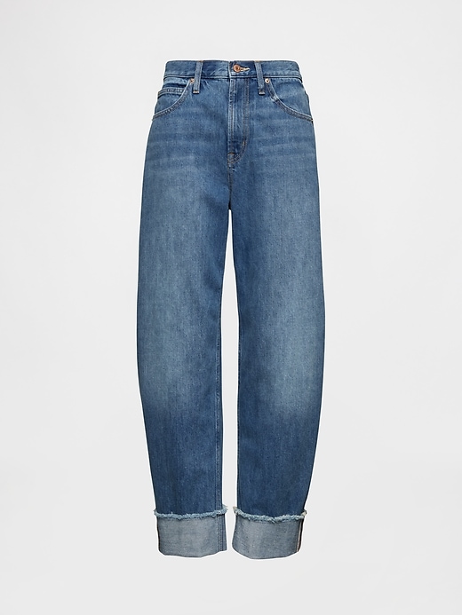 Image number 6 showing, High Rise Cuffed Barrel Jeans