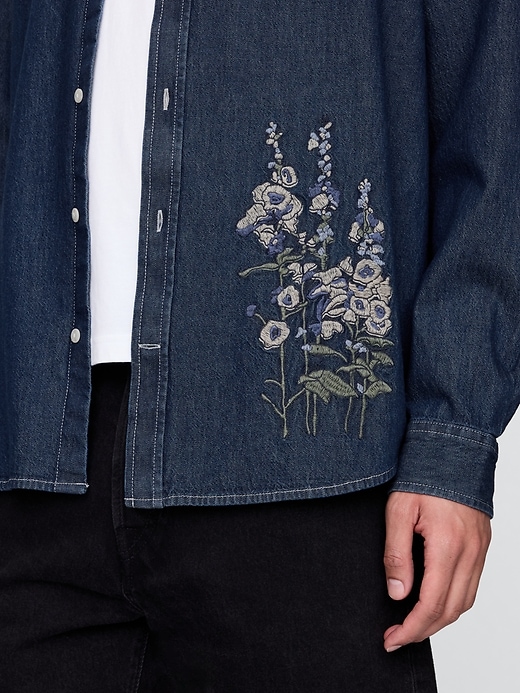 Image number 4 showing, Embroidered Denim Big Shirt