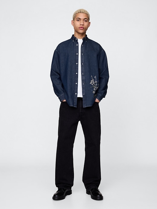 Image number 2 showing, Embroidered Denim Big Shirt