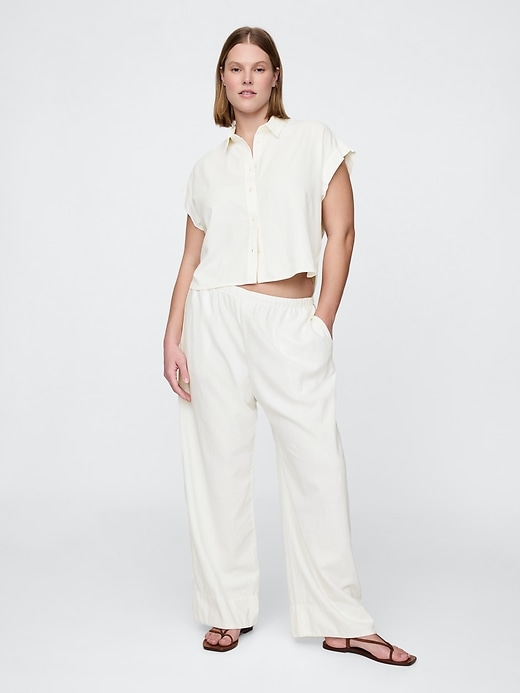 Image number 5 showing, Linen-Blend Easy Wide-Hem Pants