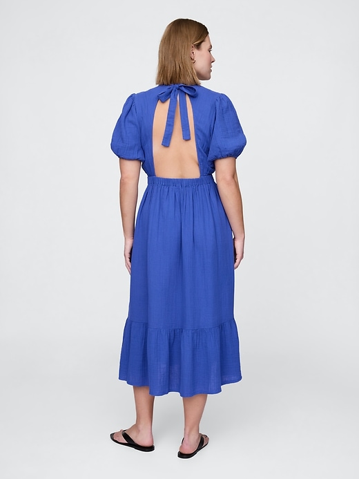 Image number 6 showing, Crinkle Gauze Open-Back Midi Dress