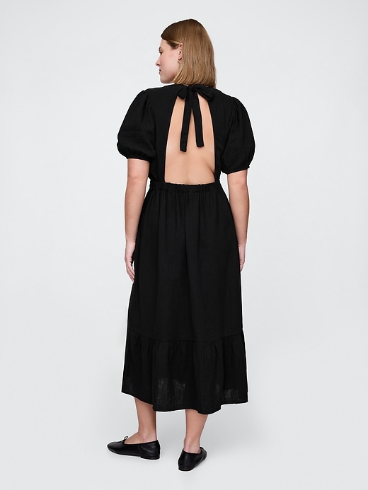 Image number 6 showing, Crinkle Gauze Open-Back Midi Dress