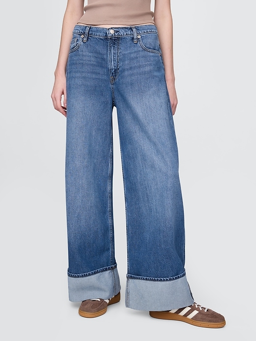 Image number 2 showing, Mid Rise UltraSoft Cuffed Baggy Jeans