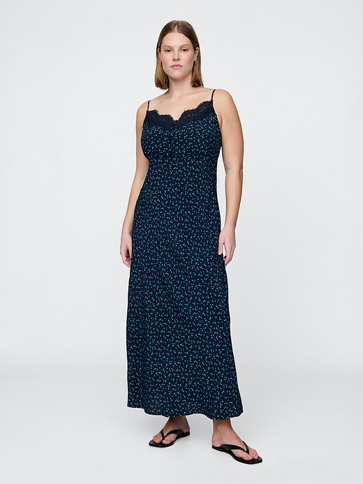 Image number 5 showing, Crepe Lace-Trim Sweetheart Maxi Dress