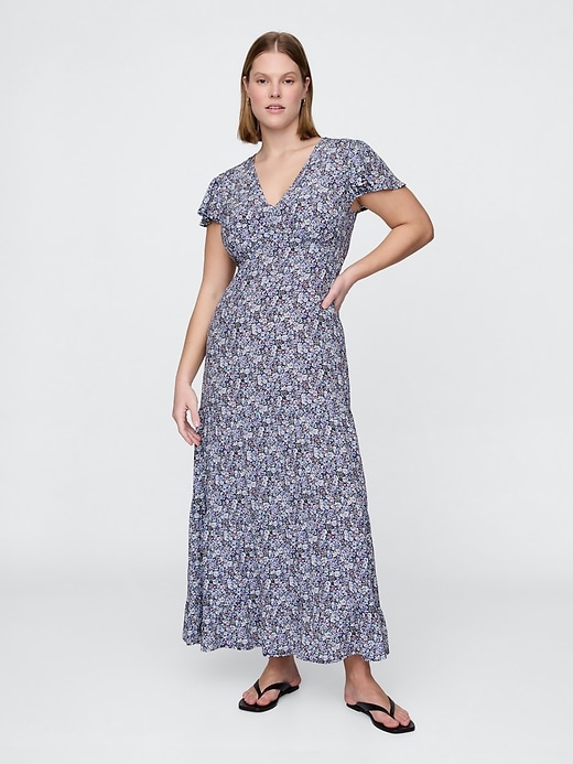 Image number 5 showing, Crepe Tiered V-Neck Maxi Dress