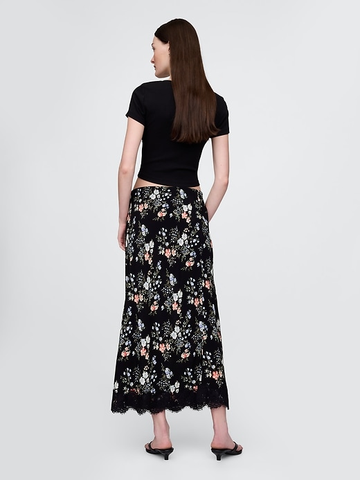 Image number 2 showing, Crepe Lace-Trim Maxi Skirt