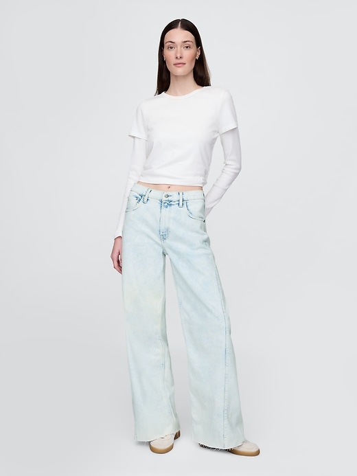 Image number 1 showing, High Rise Stride Wide-Leg Jeans