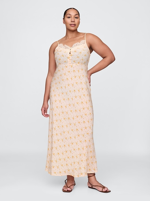 Image number 5 showing, Crepe Lace-Trim Sweetheart Maxi Dress