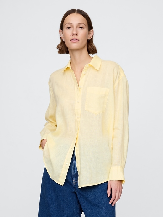 Image number 1 showing, 100% Linen Oversized Shirt