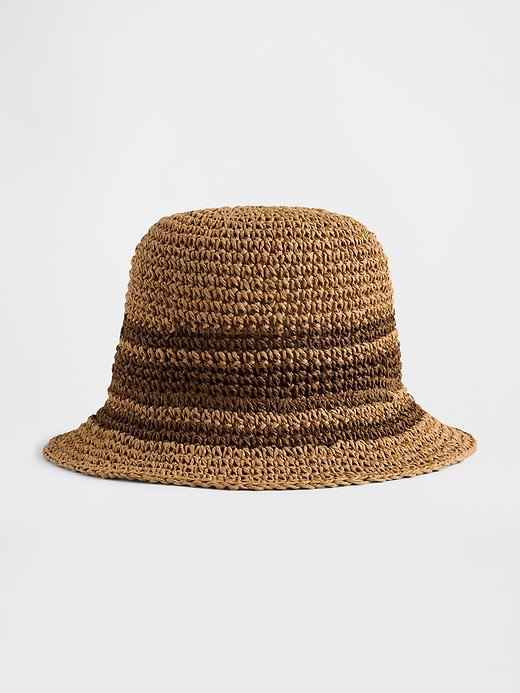 Image number 1 showing, Striped Straw Bucket Hat