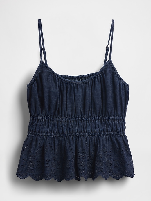 Image number 5 showing, Smocked Eyelet Denim Cami