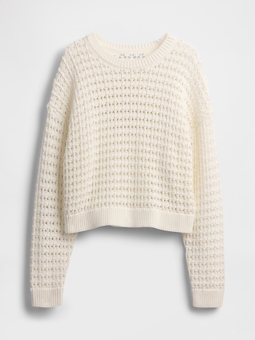 Image number 5 showing, 100% Cotton Crochet Crewneck Sweater