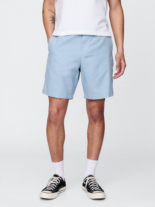 Image number 2 showing, 8" Linen-Cotton Shorts