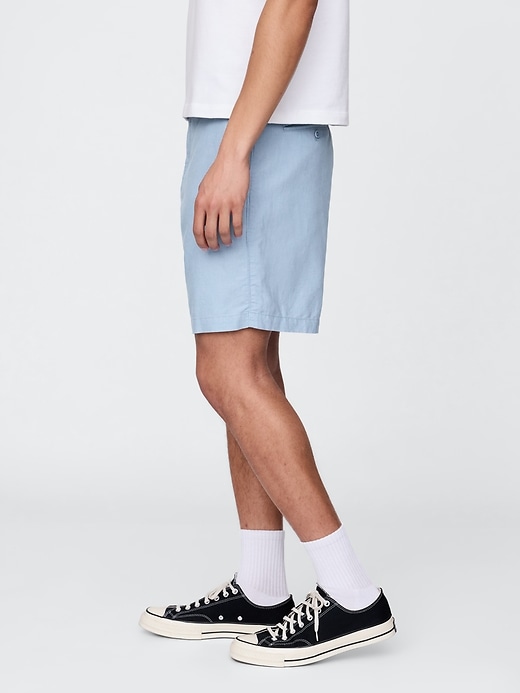 Image number 3 showing, 8" Linen-Cotton Shorts