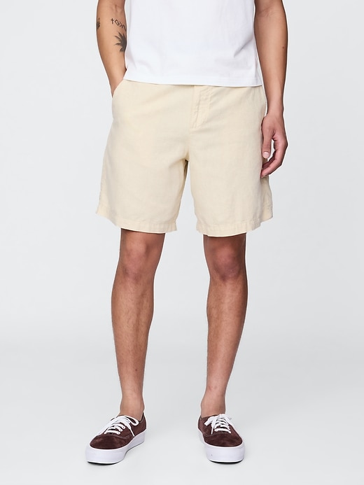 Image number 2 showing, 8" Linen-Cotton Shorts