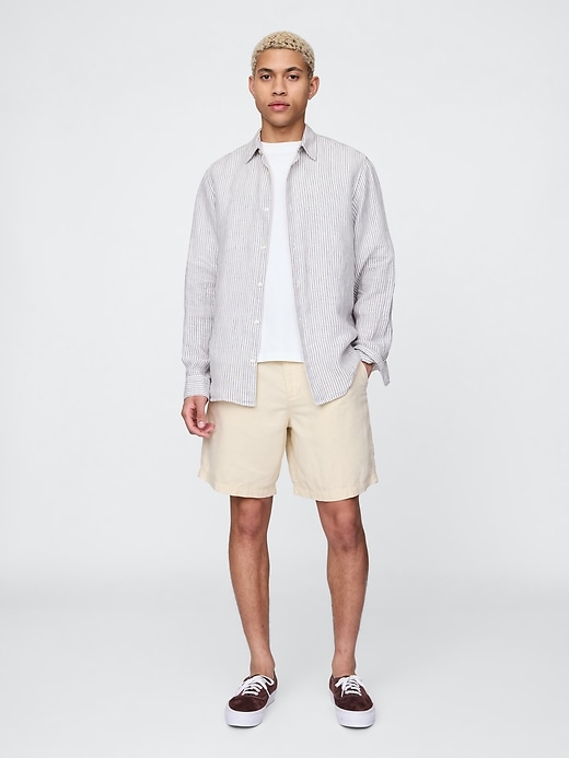 Image number 1 showing, 8" Linen-Cotton Shorts