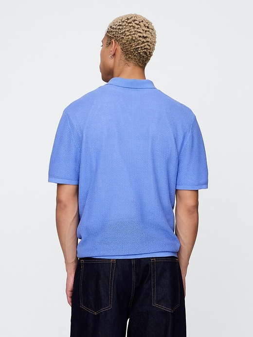 Image number 3 showing, Textured Crochet Polo Shirt