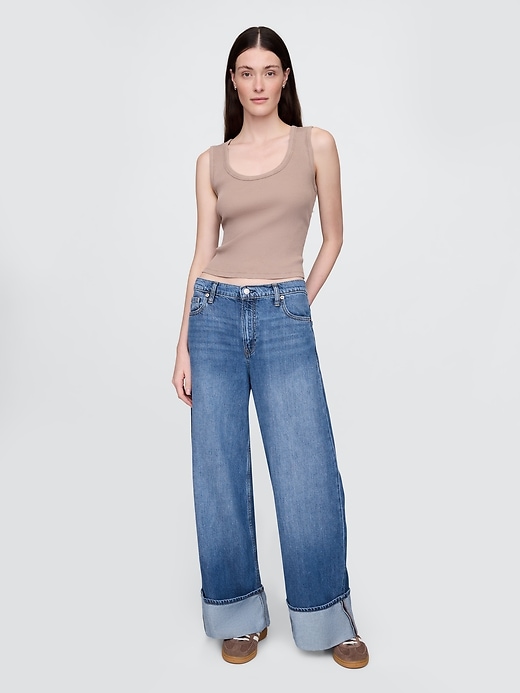 Image number 1 showing, Mid Rise UltraSoft Cuffed Baggy Jeans