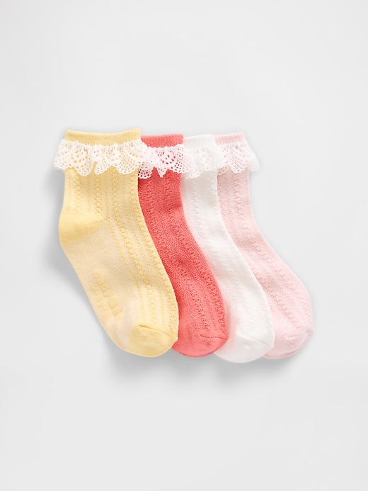 View large product image 1 of 1. Baby & Toddler Lace-Trim Quarter Crew Socks