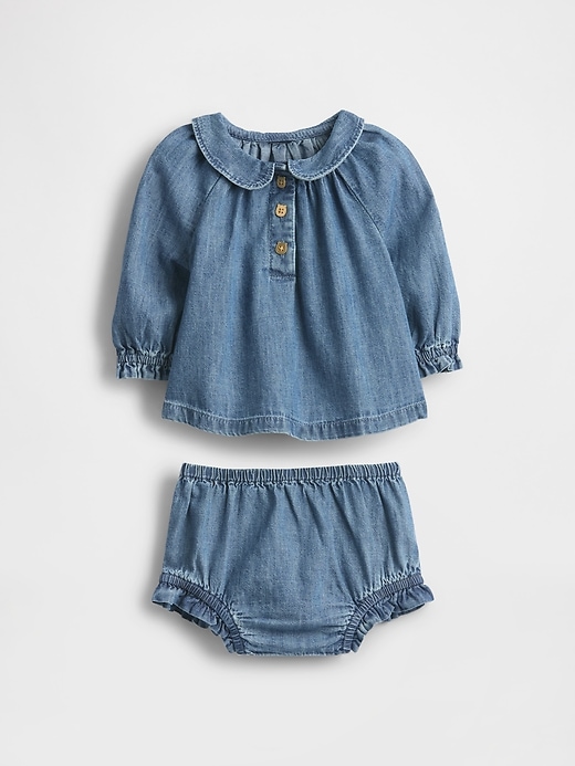 Image number 1 showing, Baby Denim Bubble Outfit Set