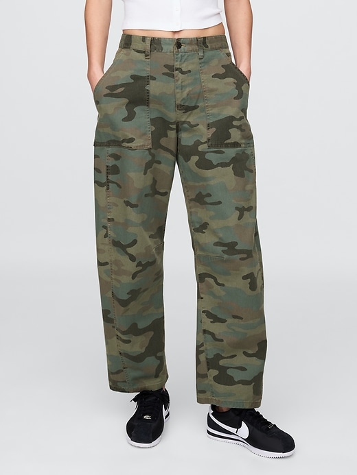 Image number 2 showing, Mid Rise Twill Barrel Pants